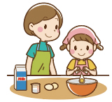 料理する親子イラスト