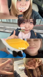 ４人の学生が朝７時の時点の行動を記録した写真を１枚にまとめた画像