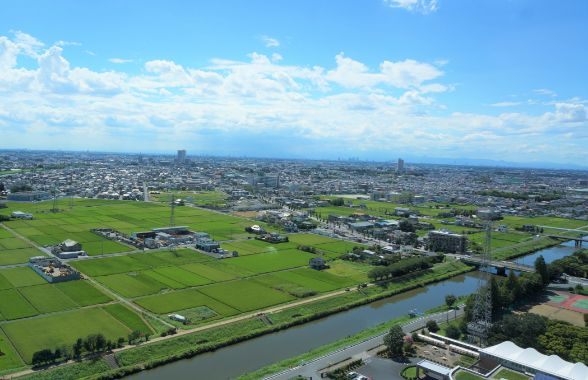 越谷市の航空写真