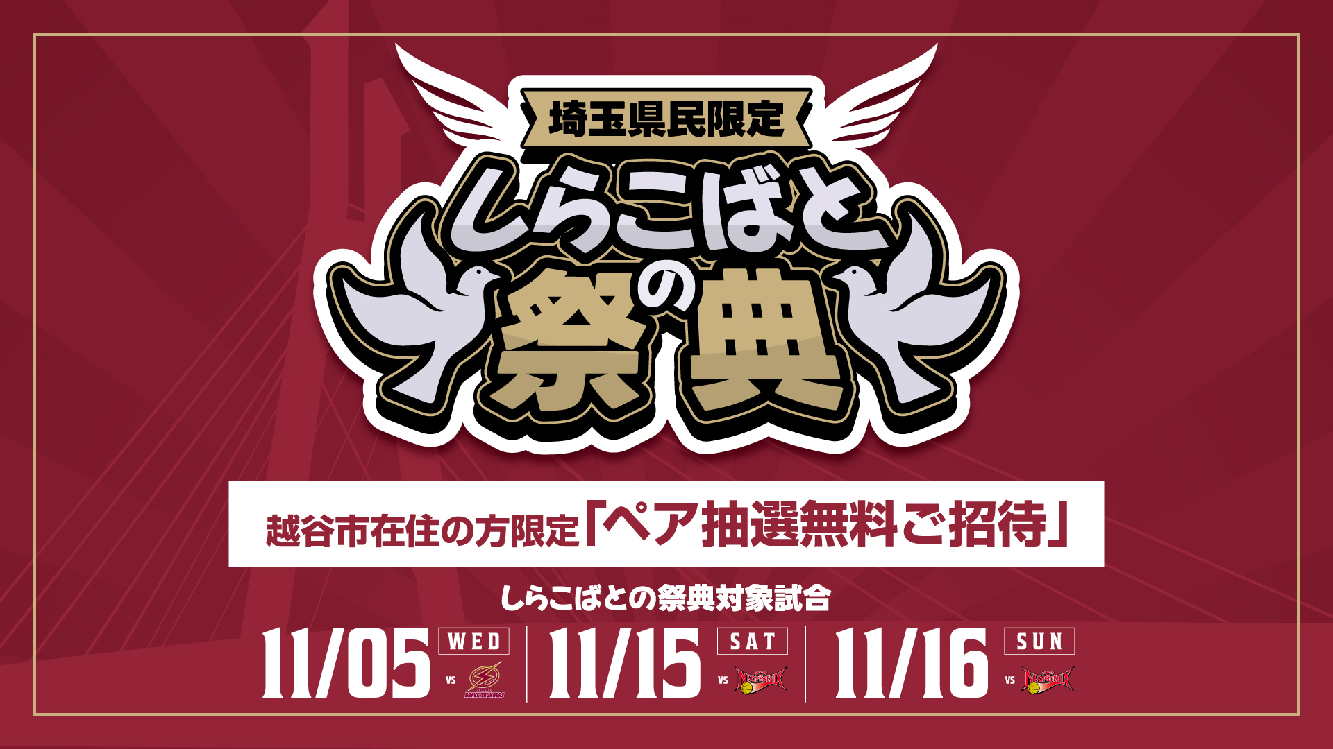越谷市民無料ご招待！越谷アルファーズのホームゲームを楽しもう！