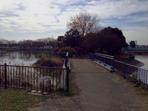 池を渡る橋