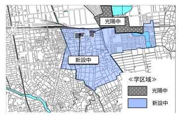 新設中学校の所在地は現南中学校がある場所です。住所は川柳町1-198です。