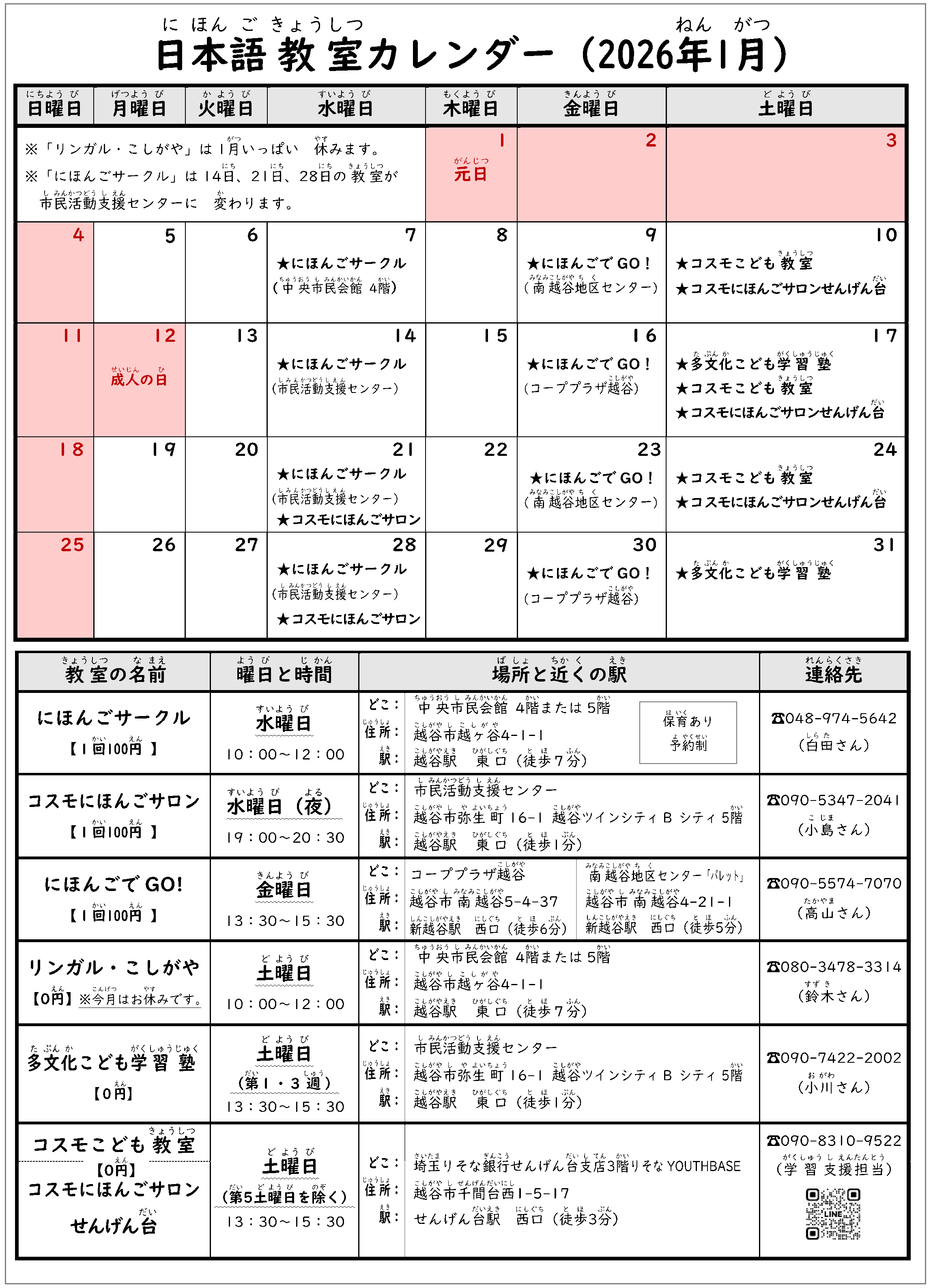 最新号越谷市内日本語教室日程