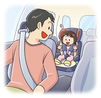 チャイルドシートを正しく使用しているイラスト