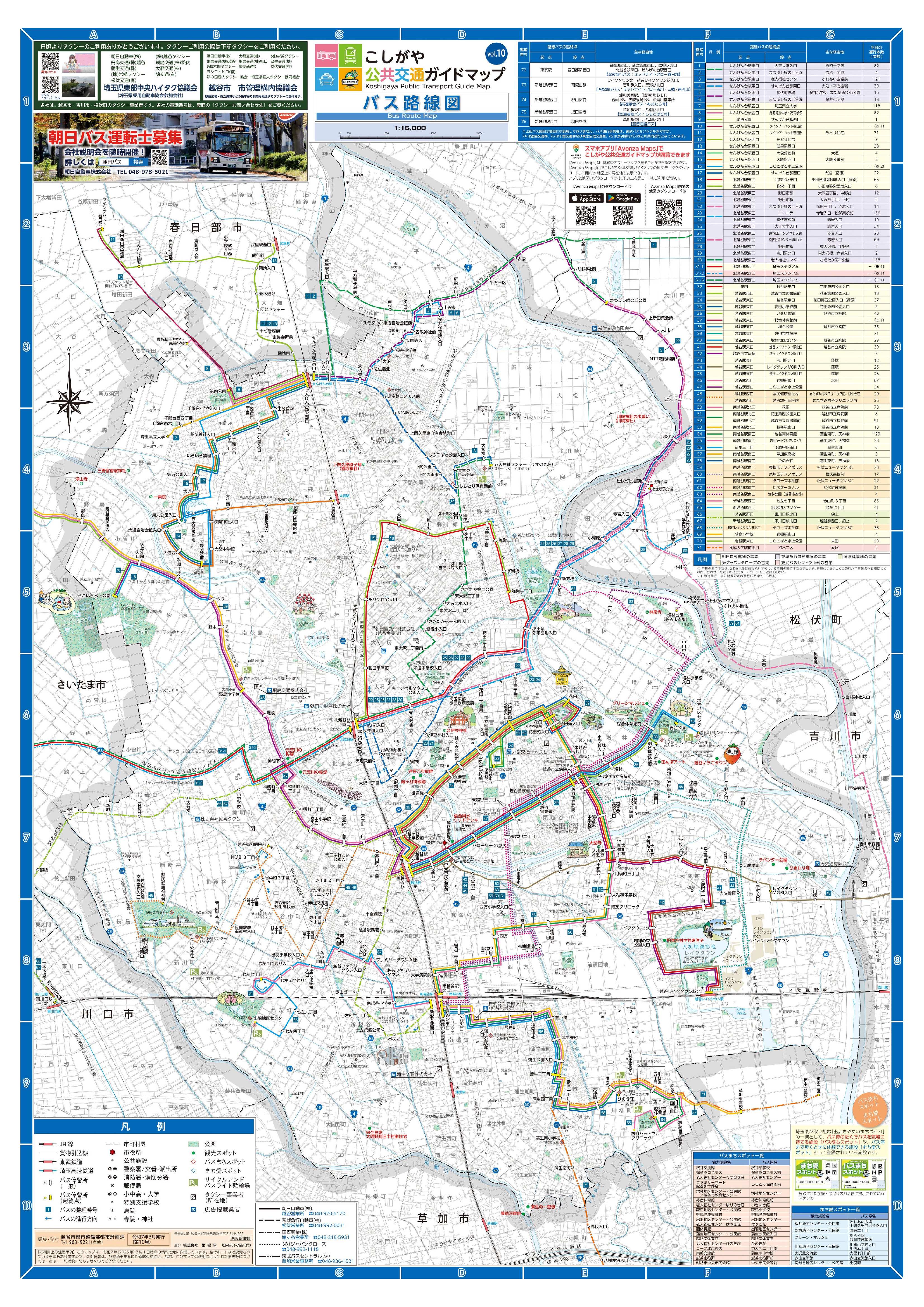 こしがや公共交通ガイドマップ（地図面）イメージ