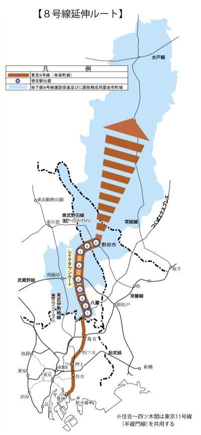 8号線延伸ルート（レイクタウンルート）のイメージ図