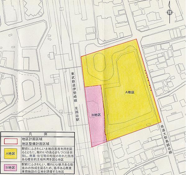 図面：北越谷駅東口地区計画の区域図