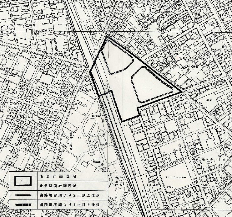図面：越谷駅東口地区計画の区域図