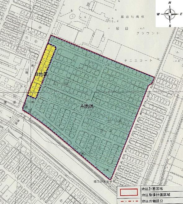 図面：大泊東地区計画の区域図