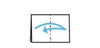 (2)さらに横に半分に折り、折り目をつけて戻す