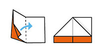 (3)左端を開いて三角形に折る