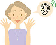 加齢性難聴高齢者と補聴器のイラスト