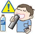 水筒の水を飲むイラスト