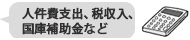 人件費支出、税収入、国庫補助金など