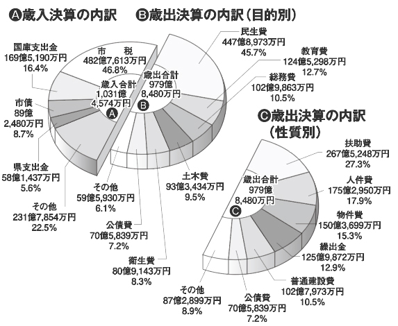 歳入決算の内訳 /歳出決算の内訳