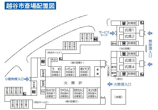 越谷市斎場配置図